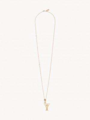 Chloe Alphabet With Pendant Kolye Altın | CHE-SR14331