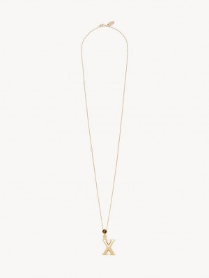 Chloe Alphabet With Pendant Kolye Altın | CHE-SR14332