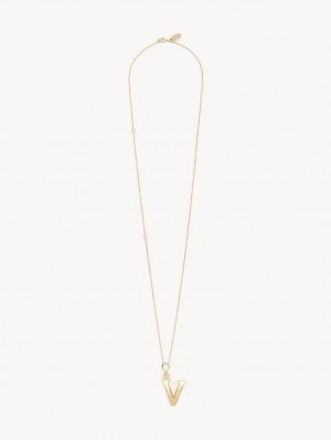 Chloe Alphabet With Pendant Kolye Altın | CHE-SR14334