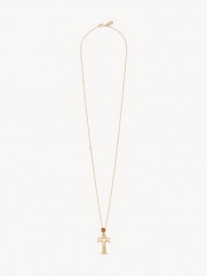 Chloe Alphabet With Pendant Kolye Altın | CHE-SR14336