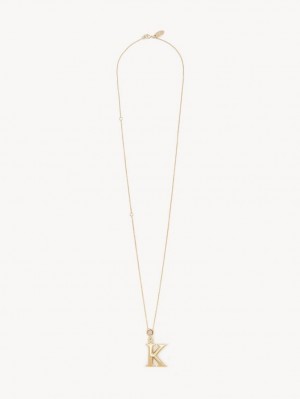 Chloe Alphabet With Pendant Kolye Altın | CHE-SR14345