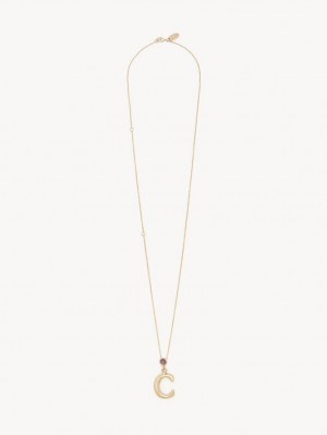 Chloe Alphabet With Pendant Kolye Altın | CHE-SR14353