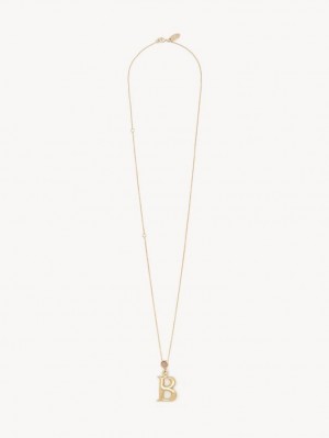 Chloe Alphabet With Pendant Kolye Altın | CHE-SR14422