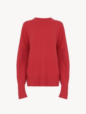 Chloe Generous Crew-neck Triko Pembe | CHE-SR13954