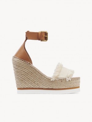 Chloe Glyn Fringed Espadril Wedge Beyaz | CHE-SR14842