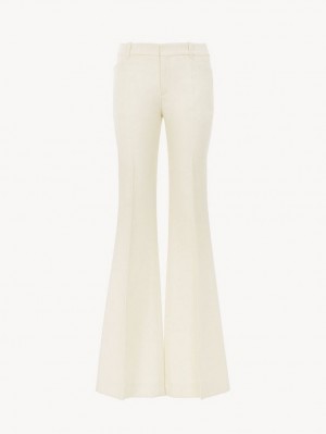 Chloe High-waisted Flare Pantolon Beyaz | CHE-SR14016