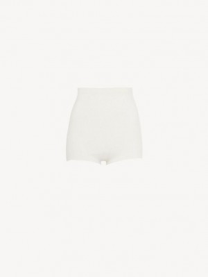 Chloe High-waisted Mini Shorts Triko Beyaz | CHE-SR13923