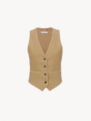 Chloe Klasik Vest Takım Elbise Bej Rengi | CHE-SR14069