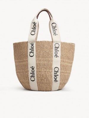 Chloe Large Woody Basket Tote Çanta Beyaz | CHE-SR13332