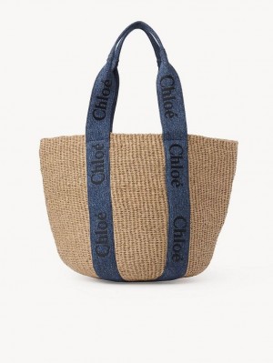 Chloe Large Woody Basket Tote Çanta Mavi | CHE-SR13331