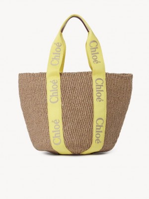 Chloe Large Woody Basket Tote Çanta Sarı Bej Rengi | CHE-SR13330