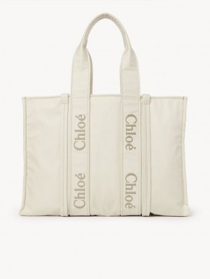 Chloe Large Woody Tote Çanta Beyaz | CHE-SR13364