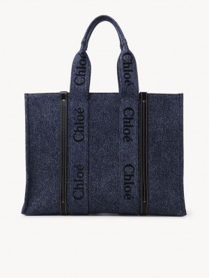 Chloe Large Woody Tote Çanta Mavi | CHE-SR13305