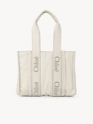 Chloe Medium Woody Tote Çanta Beyaz | CHE-SR13288