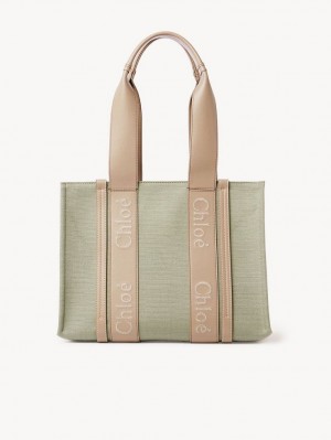 Chloe Medium Woody Tote Çanta Yeşil | CHE-SR13314