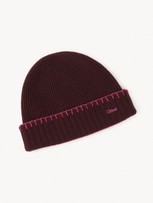 Chloe Nervürlü Knit Beanie Şapkalar Mor Pembe | CHE-SR14472