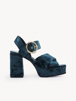 Chloe Orla Platform Sandalet Yeşil | CHE-SR14808