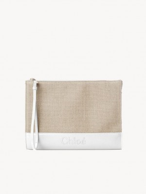 Chloe Sense Zippered Kese Çanta Beyaz | CHE-SR14327