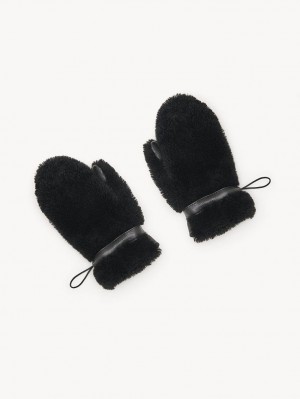 Chloe Shearling Mittens Şapkalar Siyah | CHE-SR14483