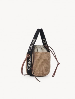 Chloe Small Woody Basket Çapraz Askılı Çanta Siyah Bej Rengi | CHE-SR13566