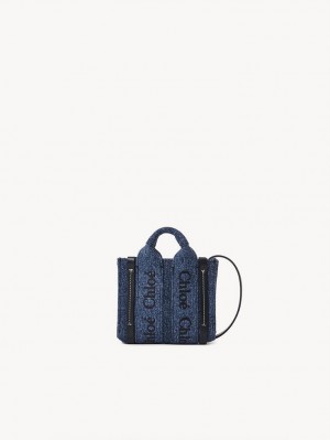 Chloe Woody Nano Tote Mini Çanta Mavi | CHE-SR13676