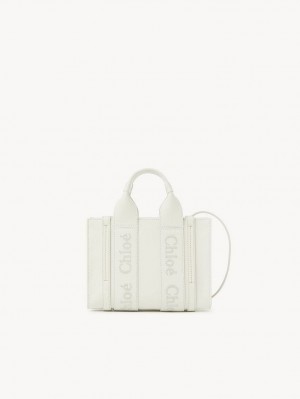 Chloe Woody Tote 1 Mini Çanta Beyaz | CHE-SR13681