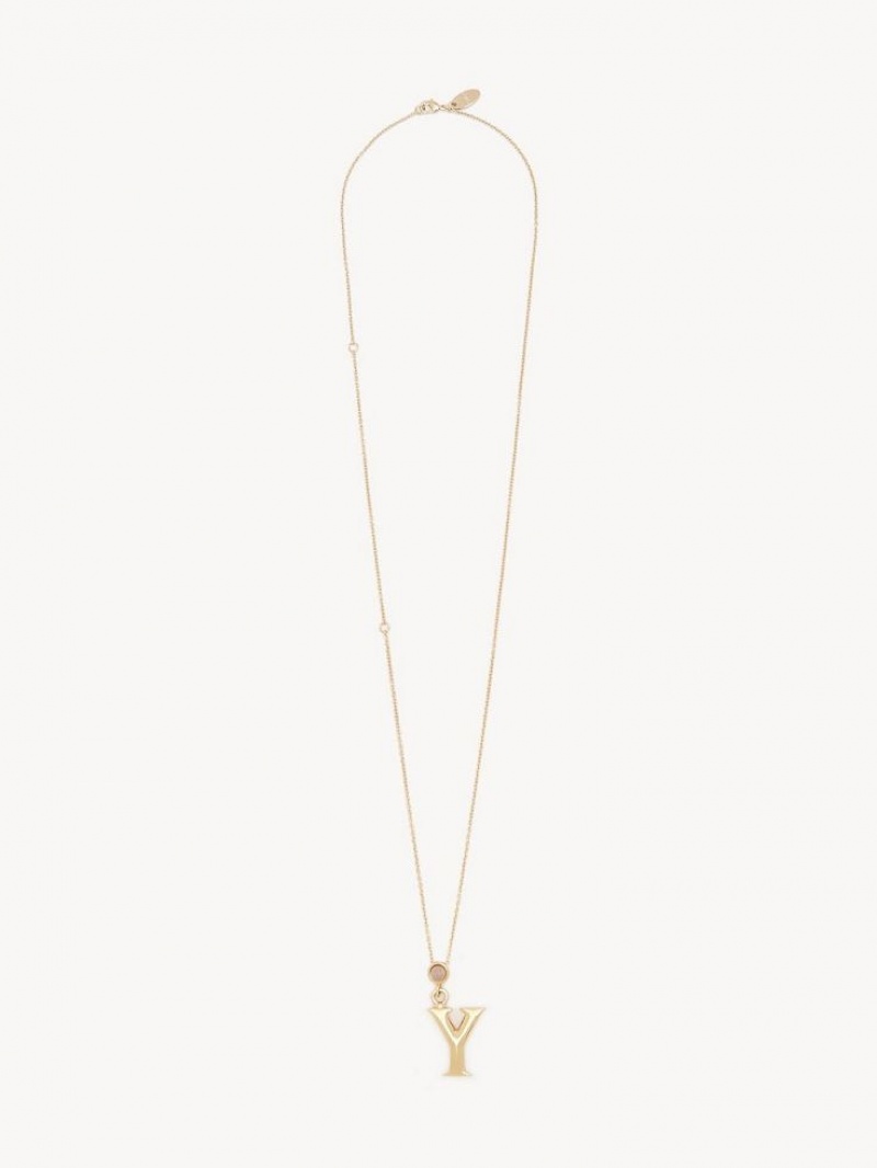 Chloe Alphabet With Pendant Kolye Altın | CHE-SR14331