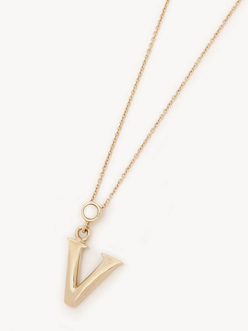 Chloe Alphabet With Pendant Kolye Altın | CHE-SR14334