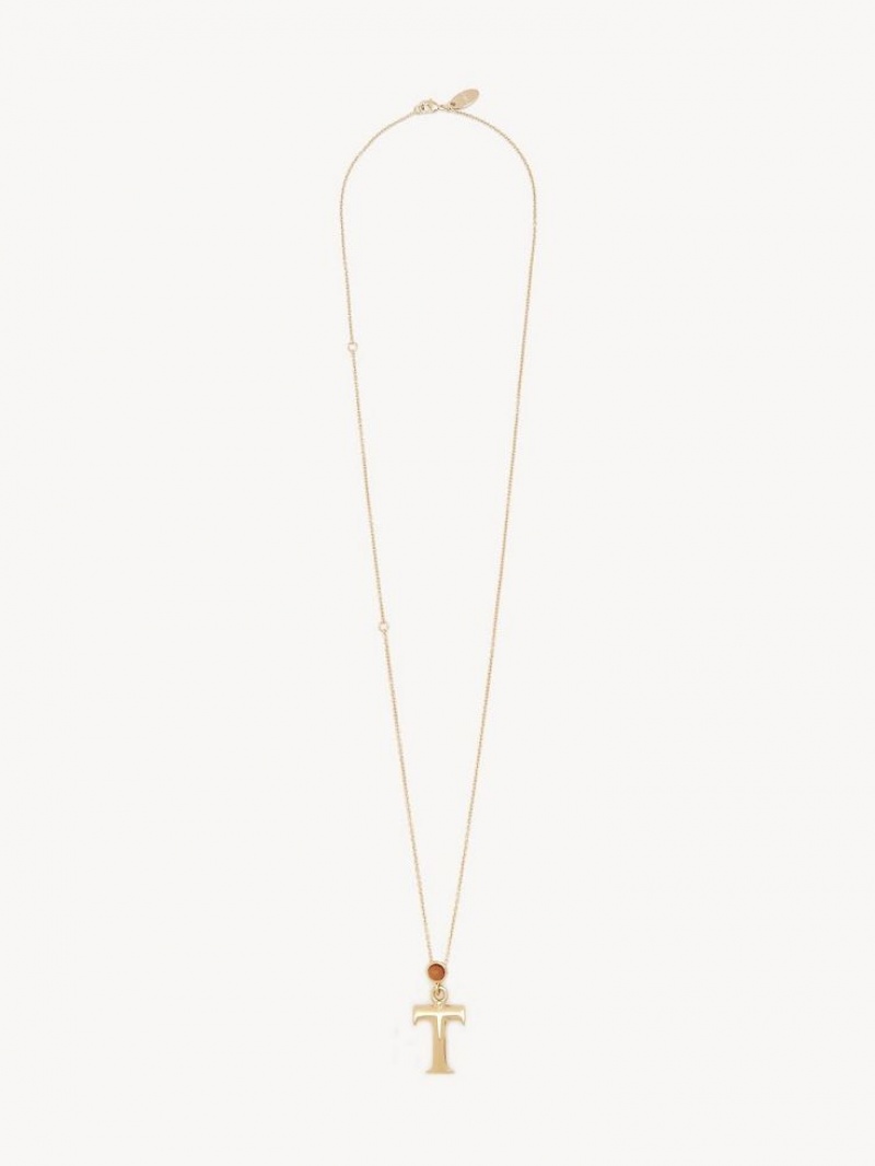 Chloe Alphabet With Pendant Kolye Altın | CHE-SR14336