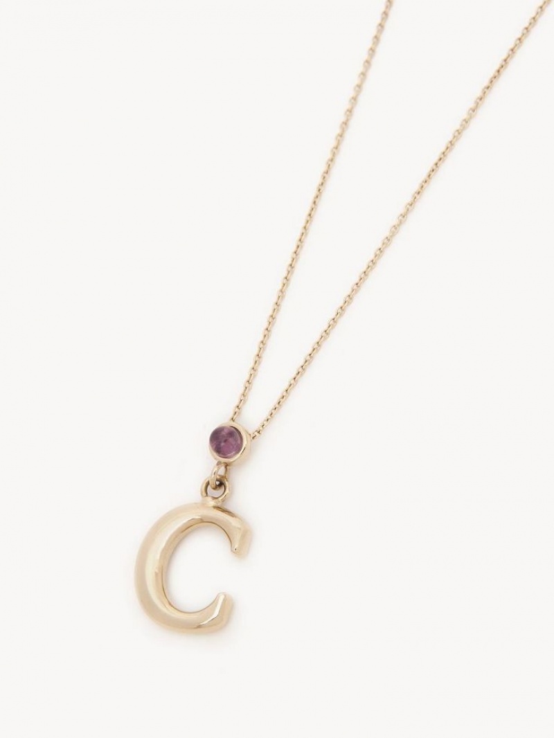 Chloe Alphabet With Pendant Kolye Altın | CHE-SR14353