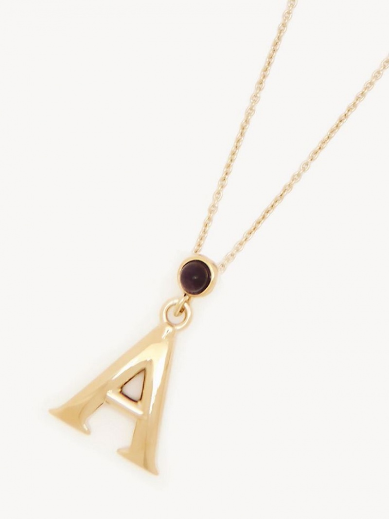 Chloe Alphabet With Pendant Kolye Altın | CHE-SR14430