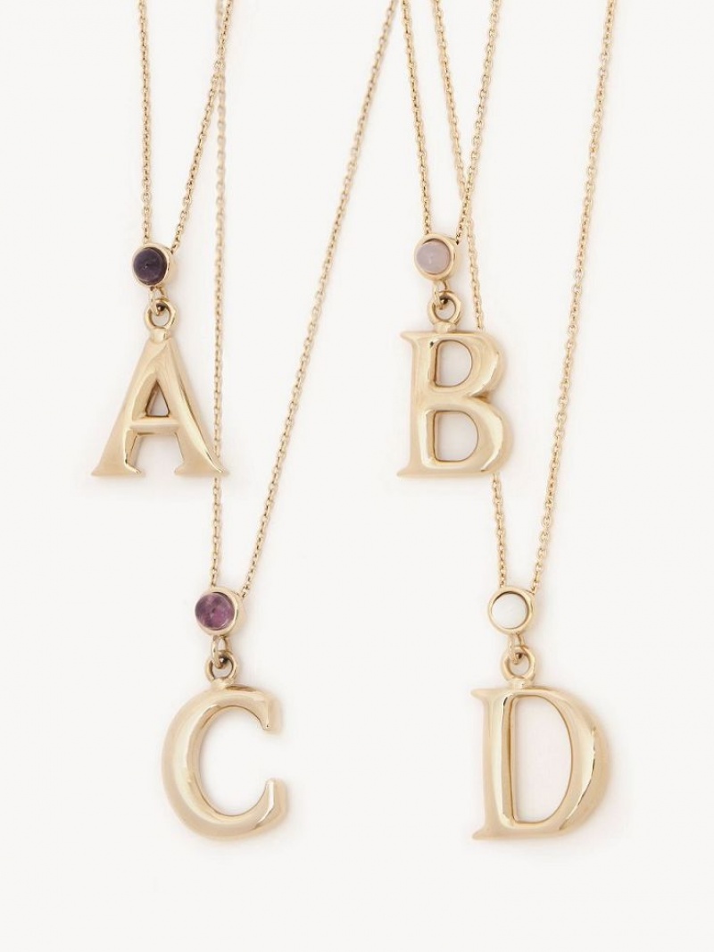 Chloe Alphabet With Pendant Kolye Altın | CHE-SR14430