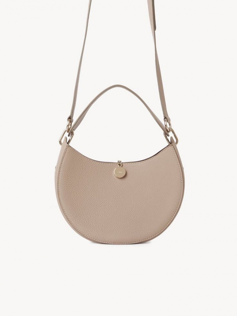 Chloe Arlène Small Hobo Çapraz Askılı Çanta Bej Rengi | CHE-SR13575