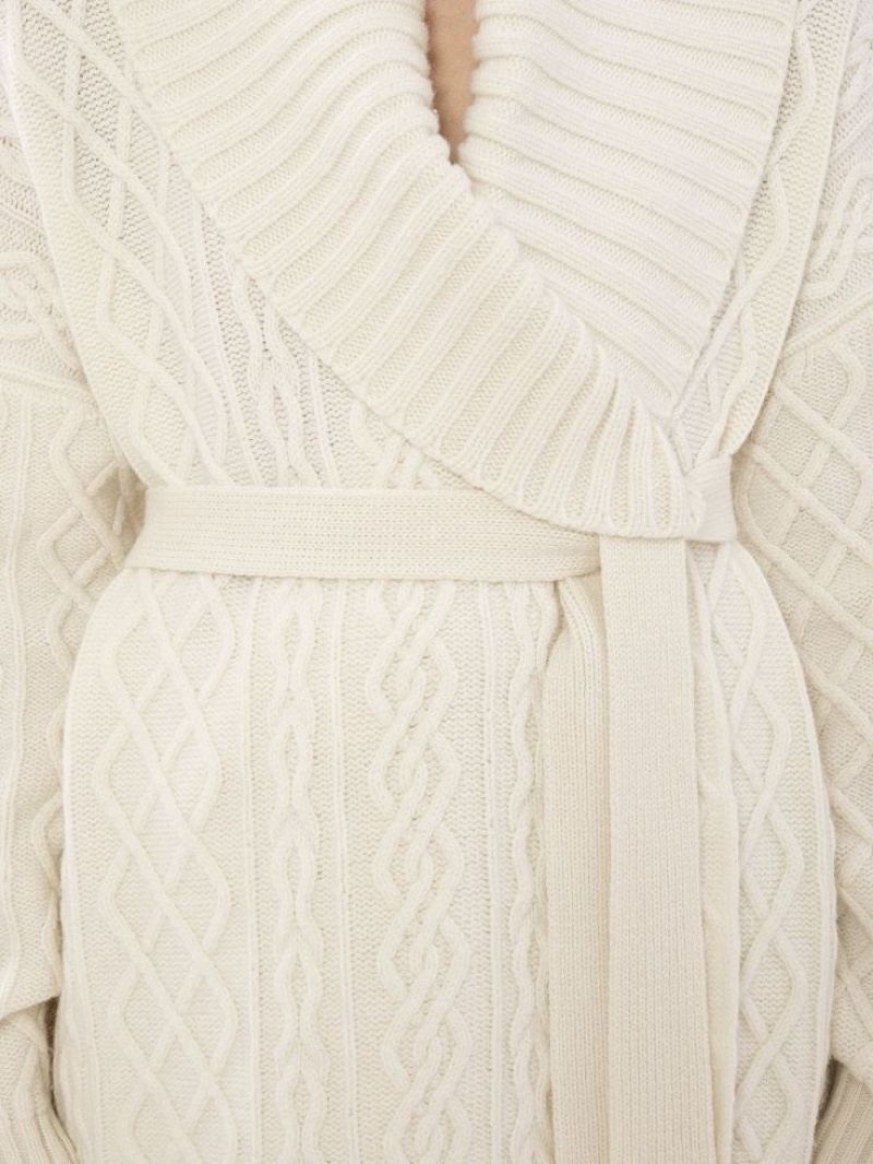 Chloe Belted Wrap Cardigan Triko Beyaz | CHE-SR13957