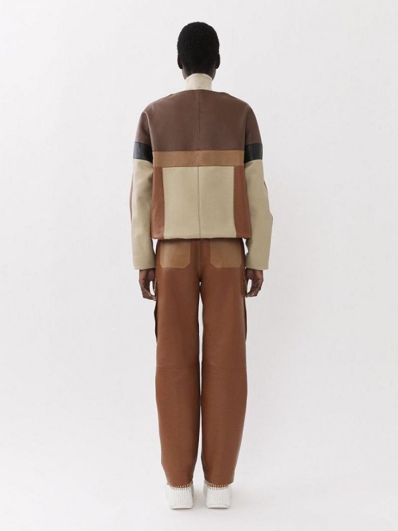 Chloe Cargo Pants Leather Renkli Kahverengi | CHE-SR14110