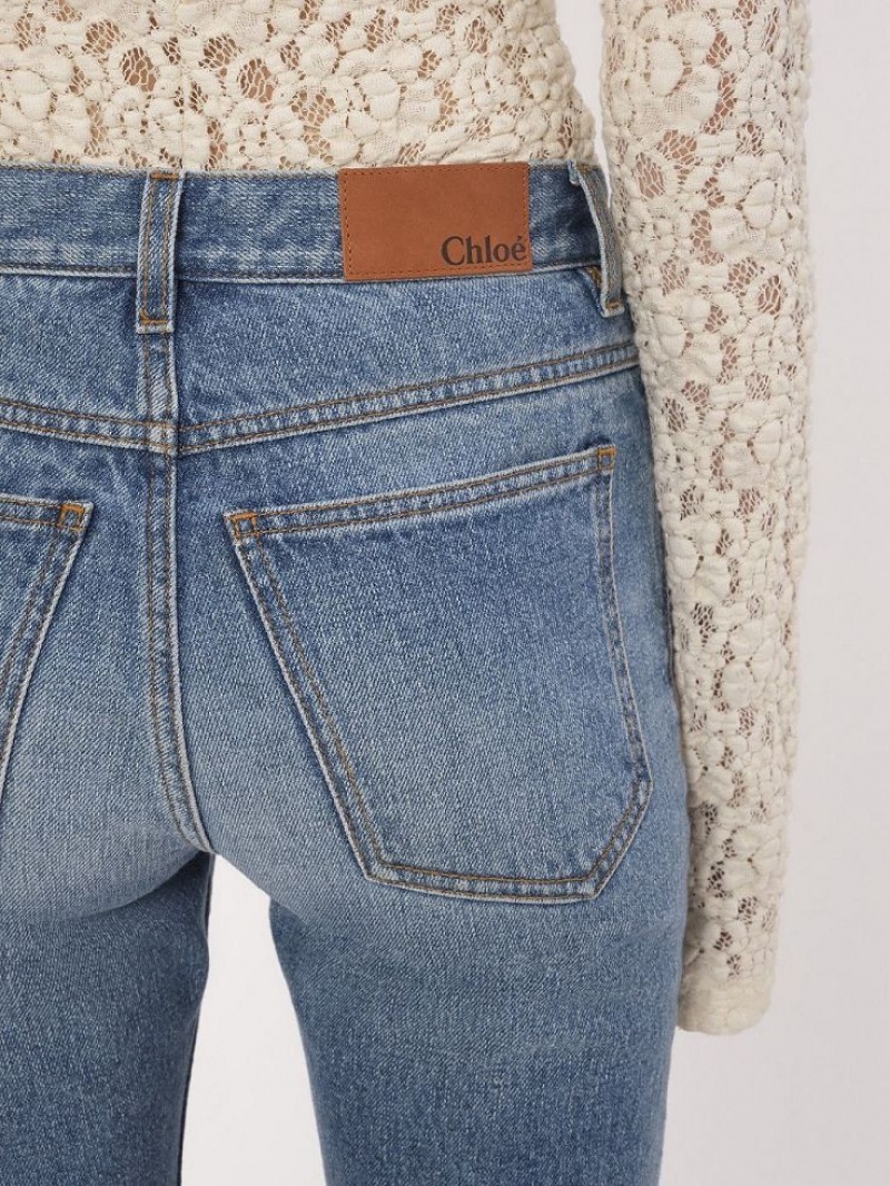 Chloe Cropped Düz Kot Pantolon Mavi | CHE-SR14017