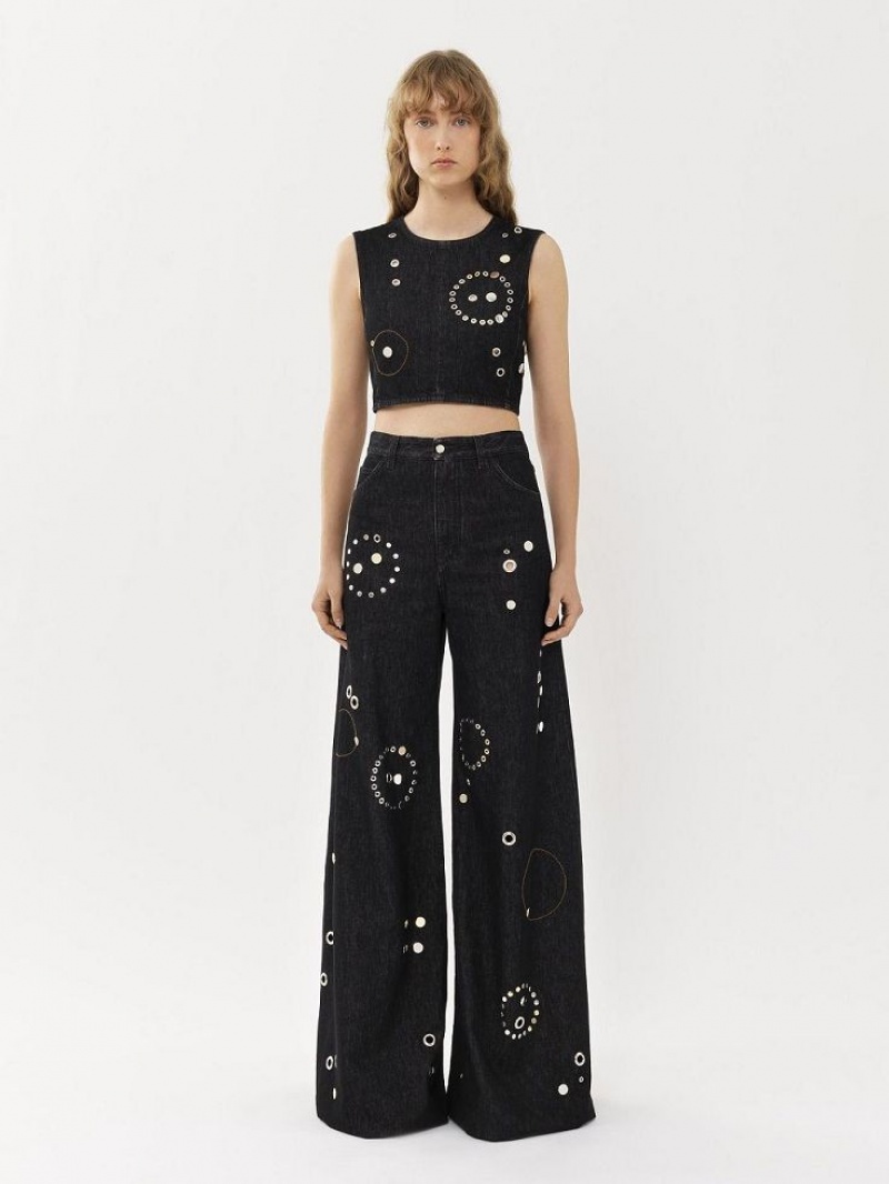 Chloe Embellished Rave Kot Pantolon Siyah | CHE-SR13984