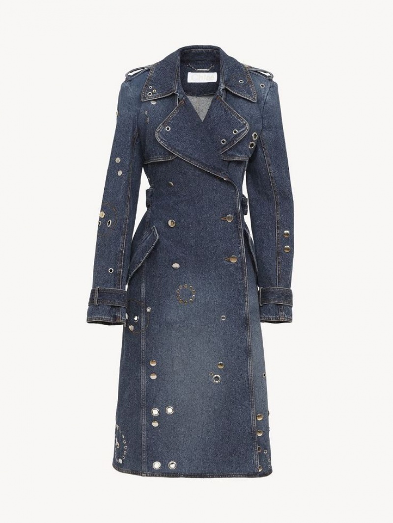 Chloe Embellished Trench Kaban Mavi | CHE-SR13792