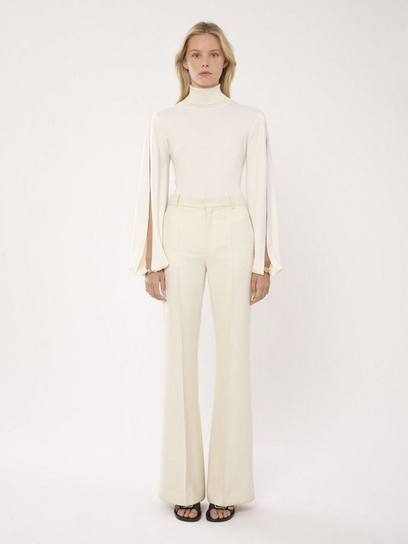 Chloe Fitted Mock-neck Triko Beyaz | CHE-SR13958