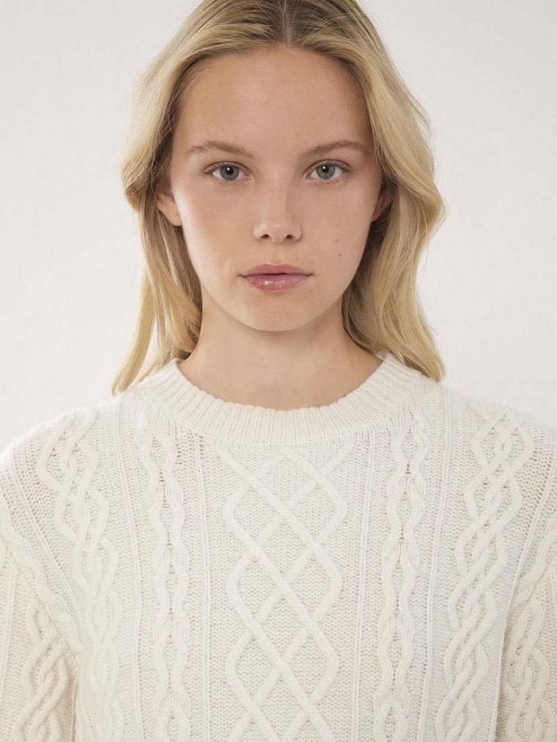 Chloe Generous Cable-knit Triko Beyaz | CHE-SR13956