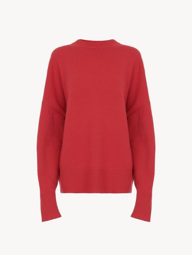 Chloe Generous Crew-neck Triko Pembe | CHE-SR13954