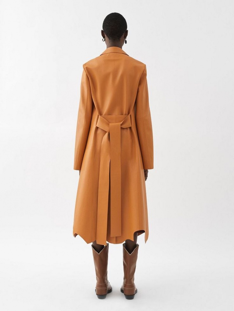 Chloe Generous Wrap Coat Leather Turuncu | CHE-SR14100