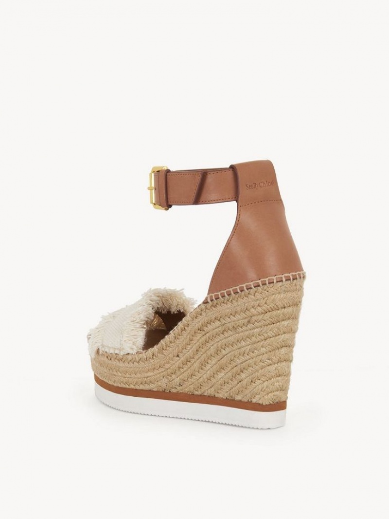 Chloe Glyn Fringed Espadril Wedge Beyaz | CHE-SR14804