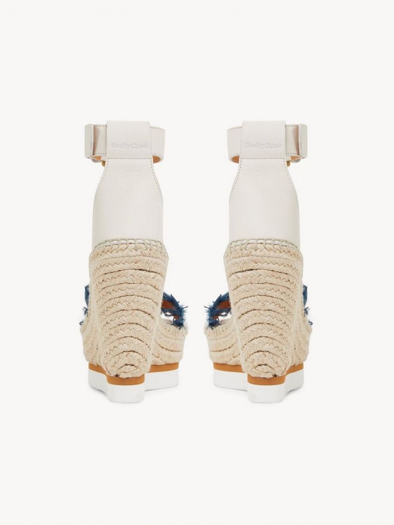 Chloe Glyn Fringed Espadril Wedge Koyu Mavi | CHE-SR14827