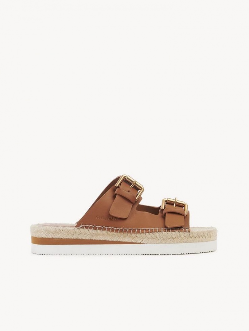 Chloe Glyn Platform Espadril Sandalet Kahverengi | CHE-SR14832