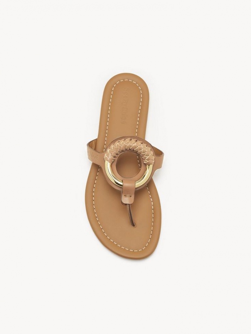 Chloe Hana Flip-flop Düz Ayakkabı Kahverengi | CHE-SR14818