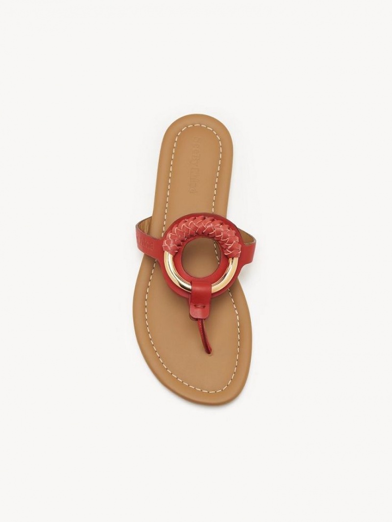 Chloe Hana Flip-flop Düz Ayakkabı Kırmızı | CHE-SR14817