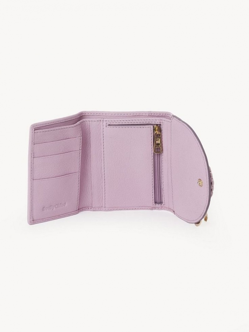 Chloe Hana Tri-fold Küçük Cüzdan Lavanta Beyaz | CHE-SR14908