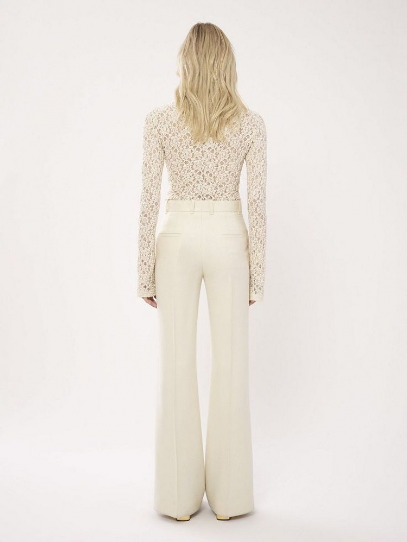 Chloe High-waisted Flare Pantolon Beyaz | CHE-SR14016