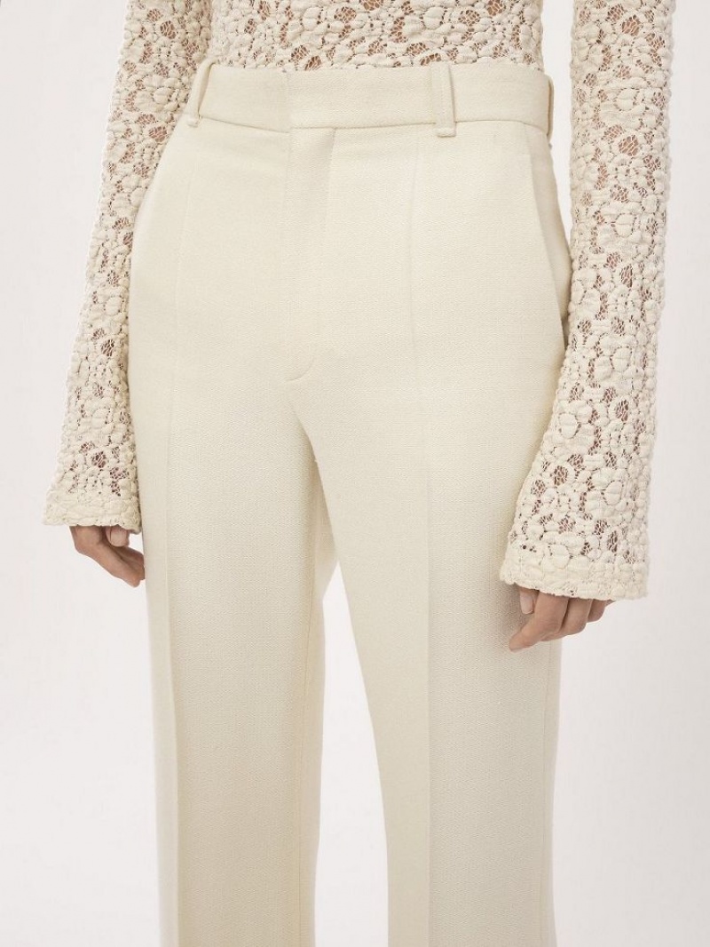 Chloe High-waisted Flare Pantolon Beyaz | CHE-SR14016